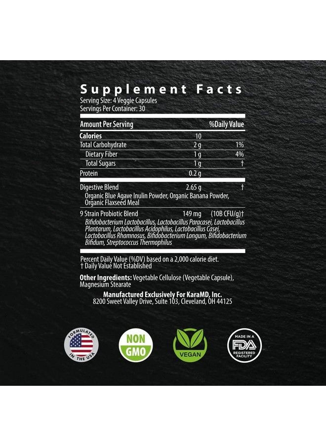 karamd - Gutbio Max Fiber Supplement With Digestive Enzymes Prebiotics Postbiotics & Probiotics For Women & Men Vegetable Capsules 30 Servings (120 Capsules) - Image 1