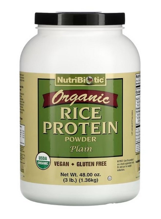 Nutribiotic Organic Rice Protein Powder Plain 3 lbs 1.36 kg - Image 1