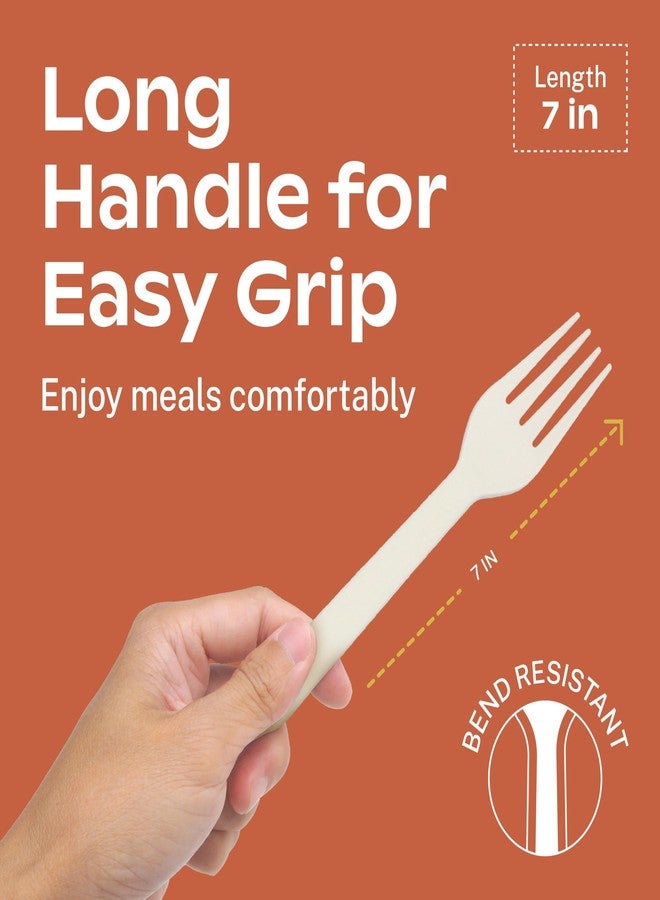 CORAL Ivory White 100% Compostable Spoons & Forks Set - 220 Pieces - No Plastic Utensil 110 Forks, 110 Soup Spoons - Break Resistant with Smooth Edges, Ocean Friendly Alternative to Plastic Silverware - Image 3