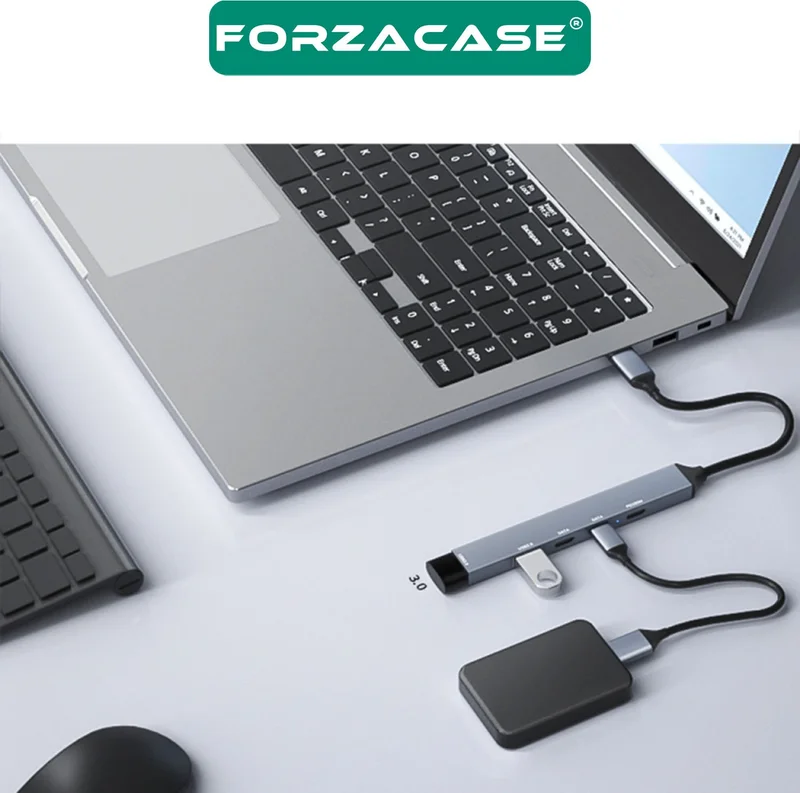 Forzacase 5in1 Type-C To USB 3.0 PD Multiplexer 100W Charging Adapter USB-C Multiplexer Converter - FC902