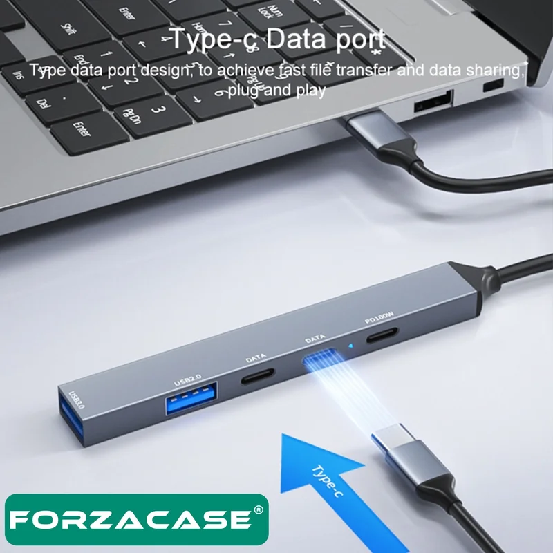 Forzacase 5in1 Type-C To USB 3.0 PD Multiplexer 100W Charging Adapter USB-C Multiplexer Converter - FC902
