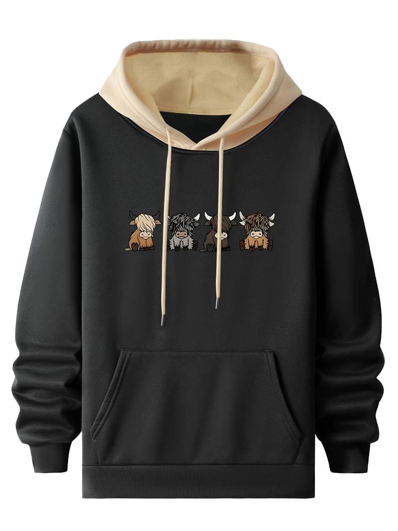 TAGDO® Men's Casual Woolen Cartoon Print Hoodie for Man | Sweatshirt for Man (Bull-HDY-2044-Black-XXL) - Image 5
