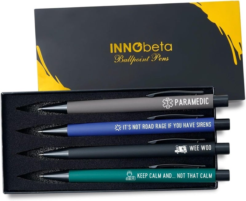 InnoBeta Funny Paramedic Gifts Gifts for EMT and EMS on National Emergency Medical Technician Day and International Paramedics Day allpoint Pen Set of 4 Perfect for Christmas  Birthday - Image 1