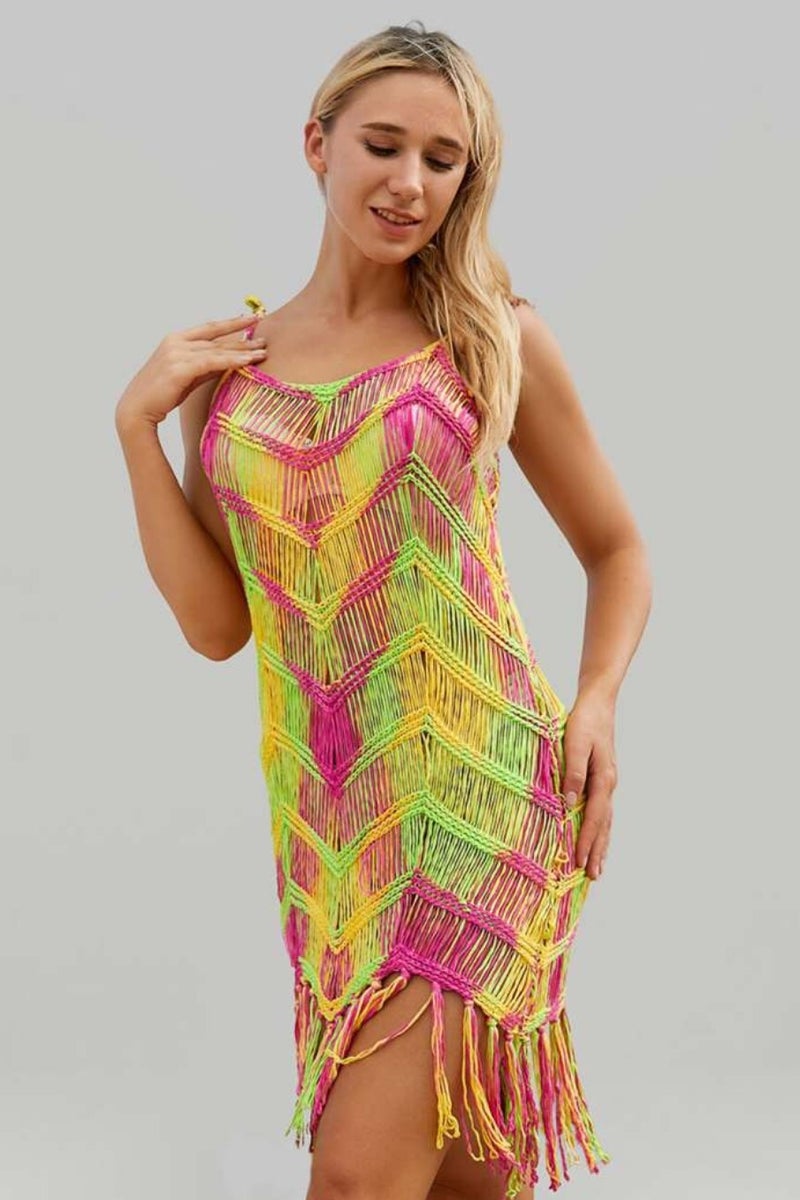 Women crochet colored coverup for summer short dress - Image 1