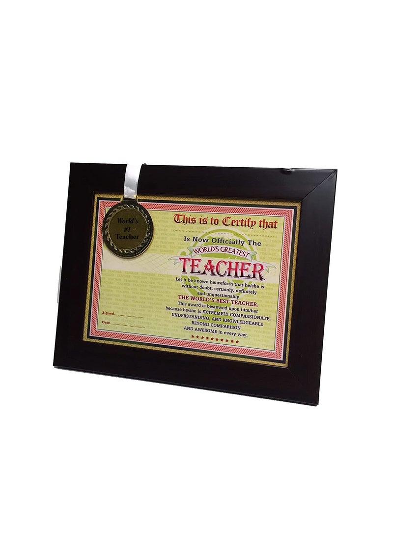 NorthLand Northland THE WORLD'S BEST TEACHER Framed Certificate With World's #1 Teacher Gold Medal for Teacher Gift for Teachers Gift for Teachers Day Photo Frame for Teachers Day Frame For Teachers Day  - Image 3