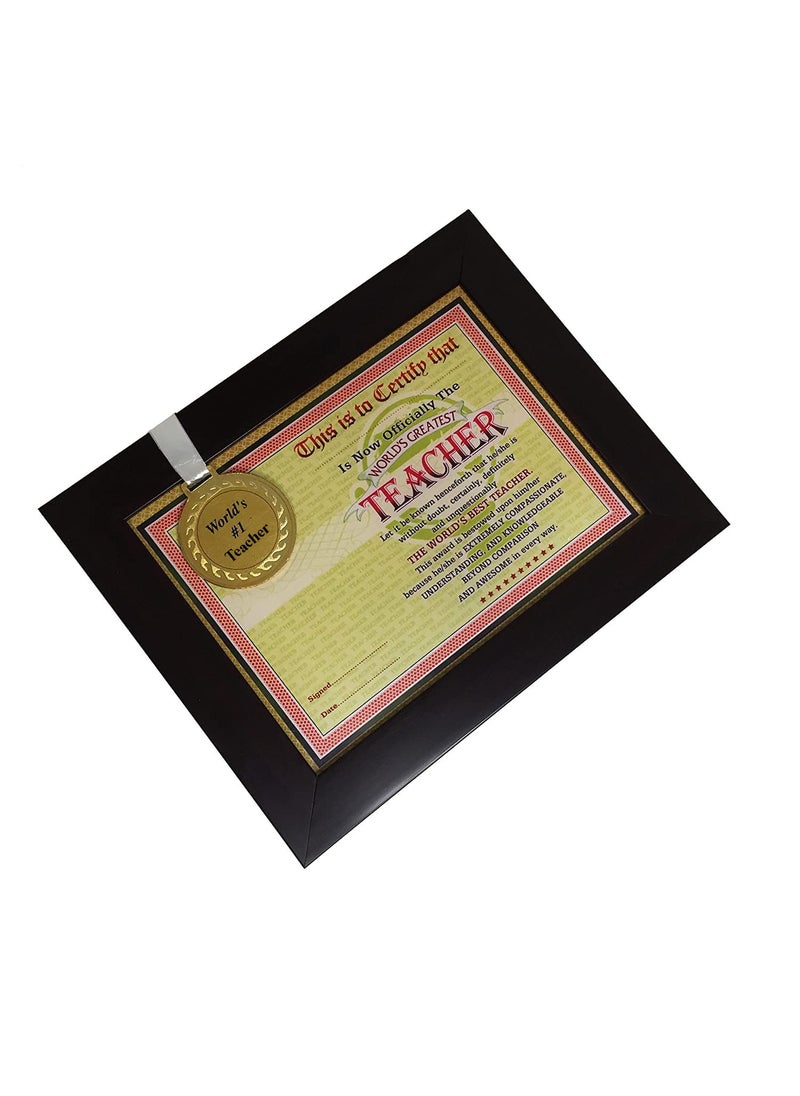NorthLand Northland THE WORLD'S BEST TEACHER Framed Certificate With World's #1 Teacher Gold Medal for Teacher Gift for Teachers Gift for Teachers Day Photo Frame for Teachers Day Frame For Teachers Day  - Image 4