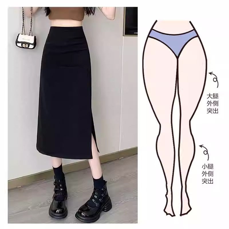 Split Skirt Women'S Fashion Mid-Skirt Summer Pleated Hip Skirt Small High Waist Dress - Image 5