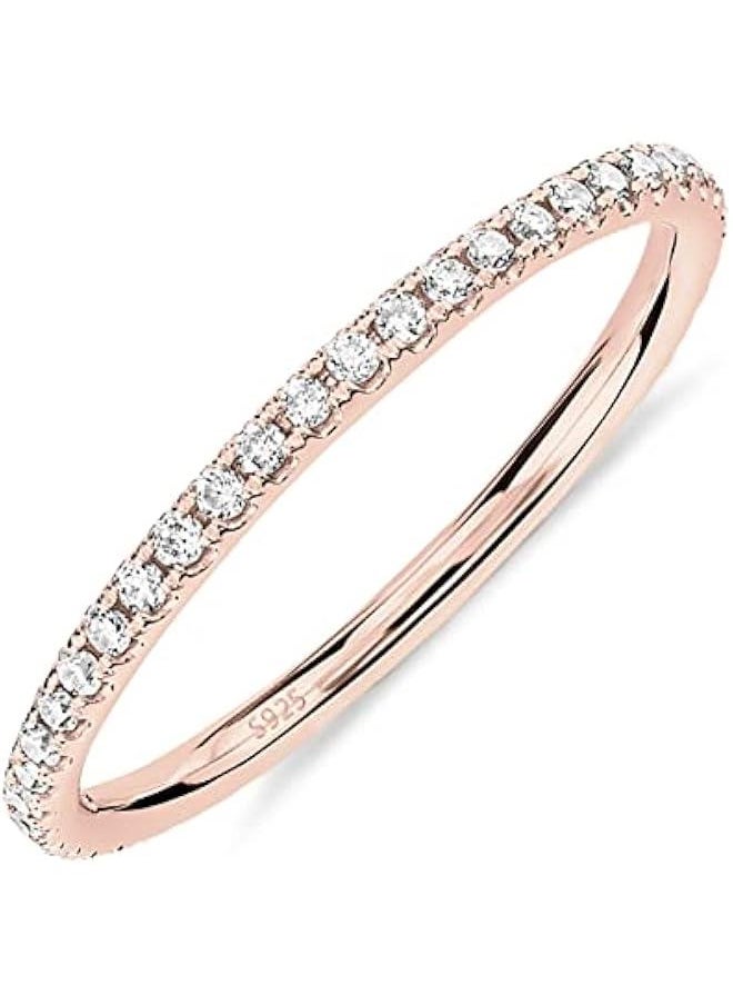 PAVOI - 14K Gold Plated Solid 925 Sterling Silver CZ Simulated Diamond Stackable Ring Eternity Bands for Women - Image 1