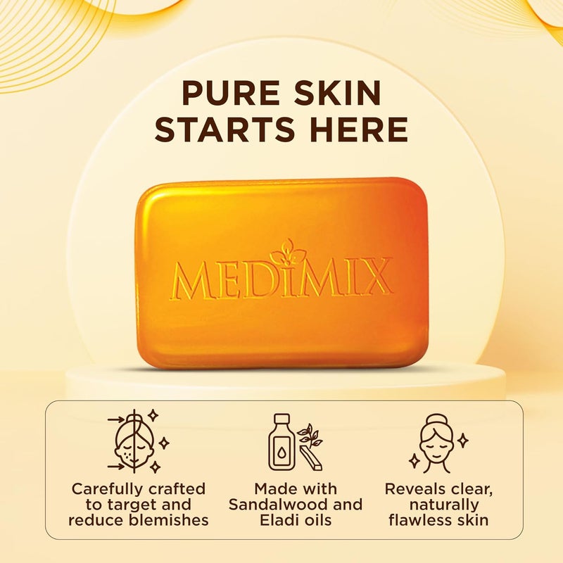Medimix Medimix Sandal Ayurvedic Traditionally Made Bathing Bar Soap 125g 3  1 Combo Pack  Infused with Sandal  Eladi Oil  Effective for Skin Blemish - Image 2