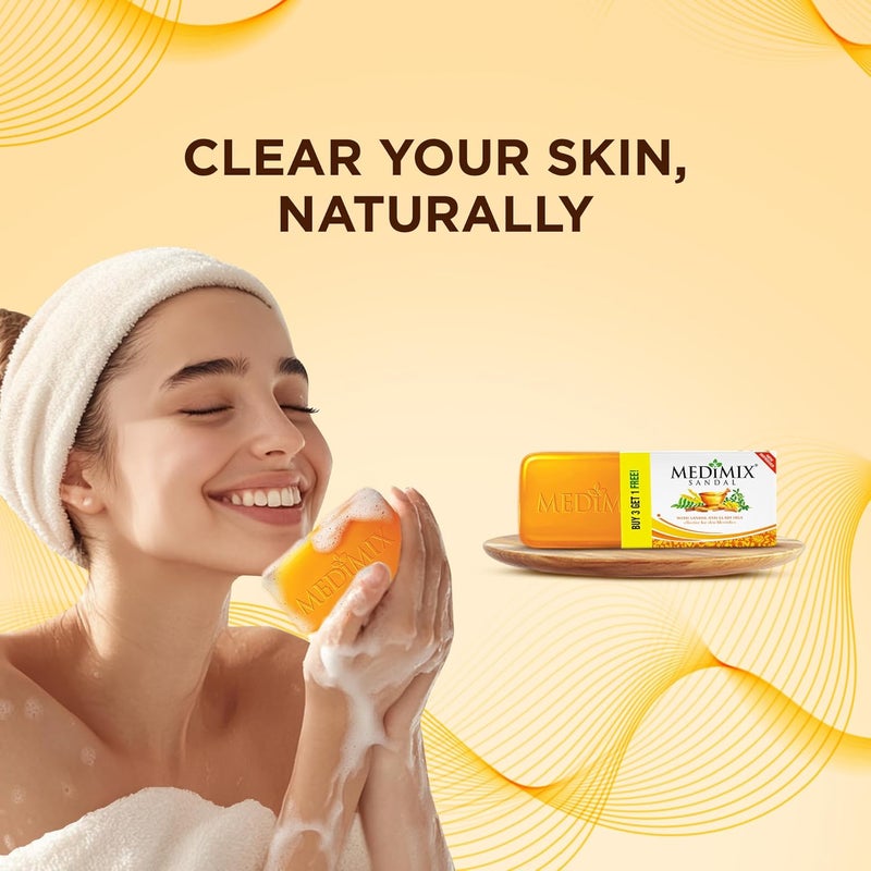 Medimix Medimix Sandal Ayurvedic Traditionally Made Bathing Bar Soap 125g 3  1 Combo Pack  Infused with Sandal  Eladi Oil  Effective for Skin Blemish - Image 4