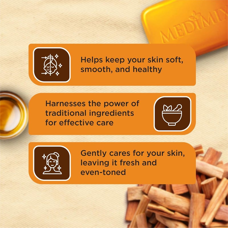 Medimix Medimix Sandal Ayurvedic Traditionally Made Bathing Bar Soap 125g 3  1 Combo Pack  Infused with Sandal  Eladi Oil  Effective for Skin Blemish - Image 5