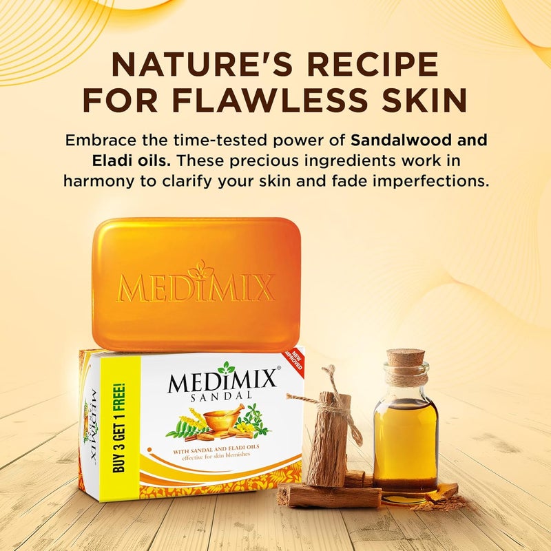 Medimix Medimix Sandal Ayurvedic Traditionally Made Bathing Bar Soap 125g 3  1 Combo Pack  Infused with Sandal  Eladi Oil  Effective for Skin Blemish - Image 3