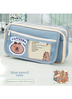 New capabala pencil case female primary school student girl High-looking large capacity stationery box junior high school student children Girl[Dolphin door forever] 9-layer blue pencil case +5 stickers [Dolphin door forever] 9-layer blue pencil case +5 stickers