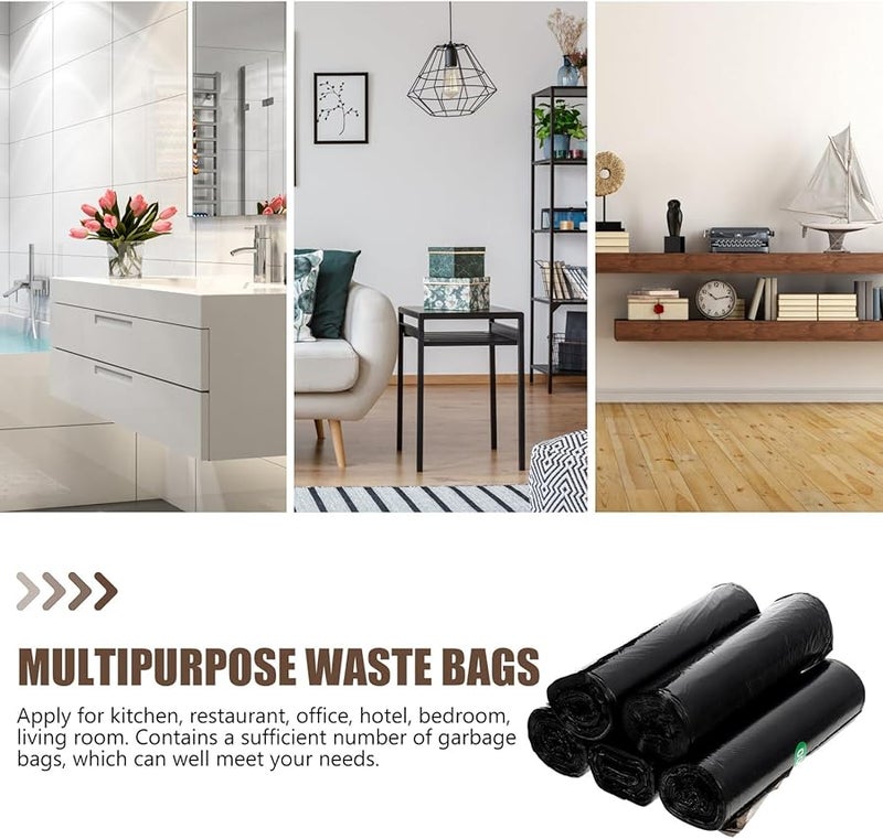 أكياس قمامة مطبخ سوداء 5 لفات مقاومة للتمزق قوية التحمل بطانة قمامة يمكن التخلص منها - Image 5