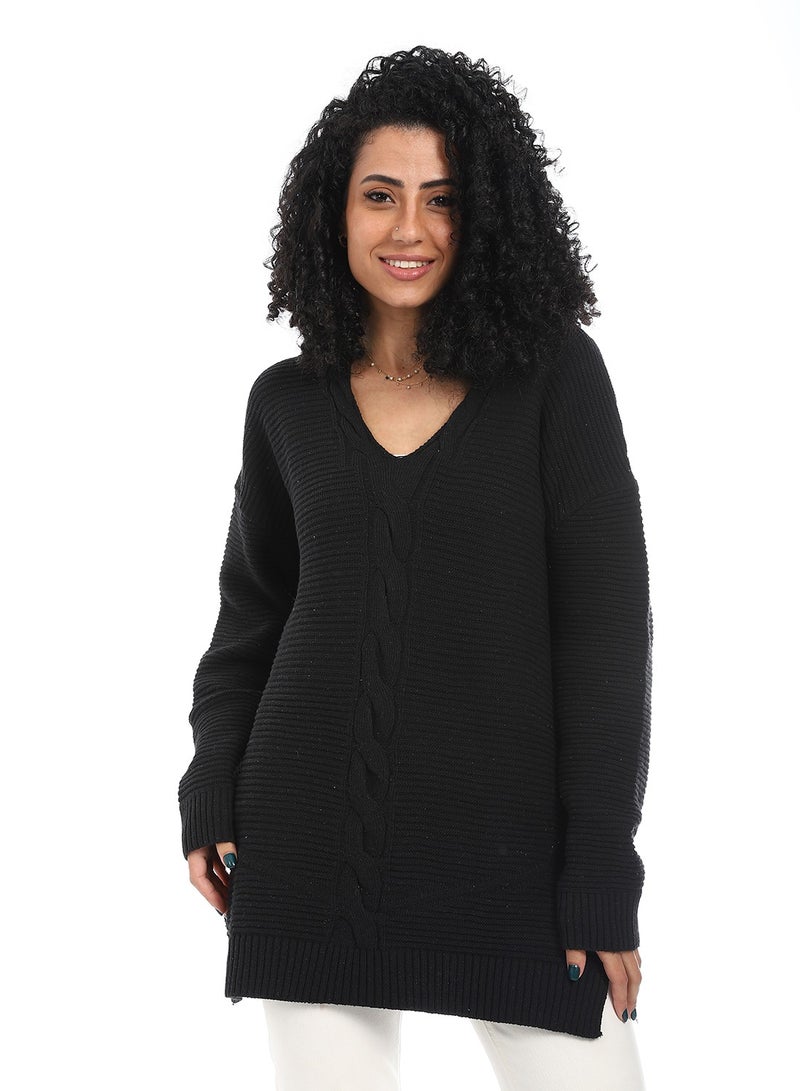 Caesar Women Wool Long Pullover With V Neck - Image 1