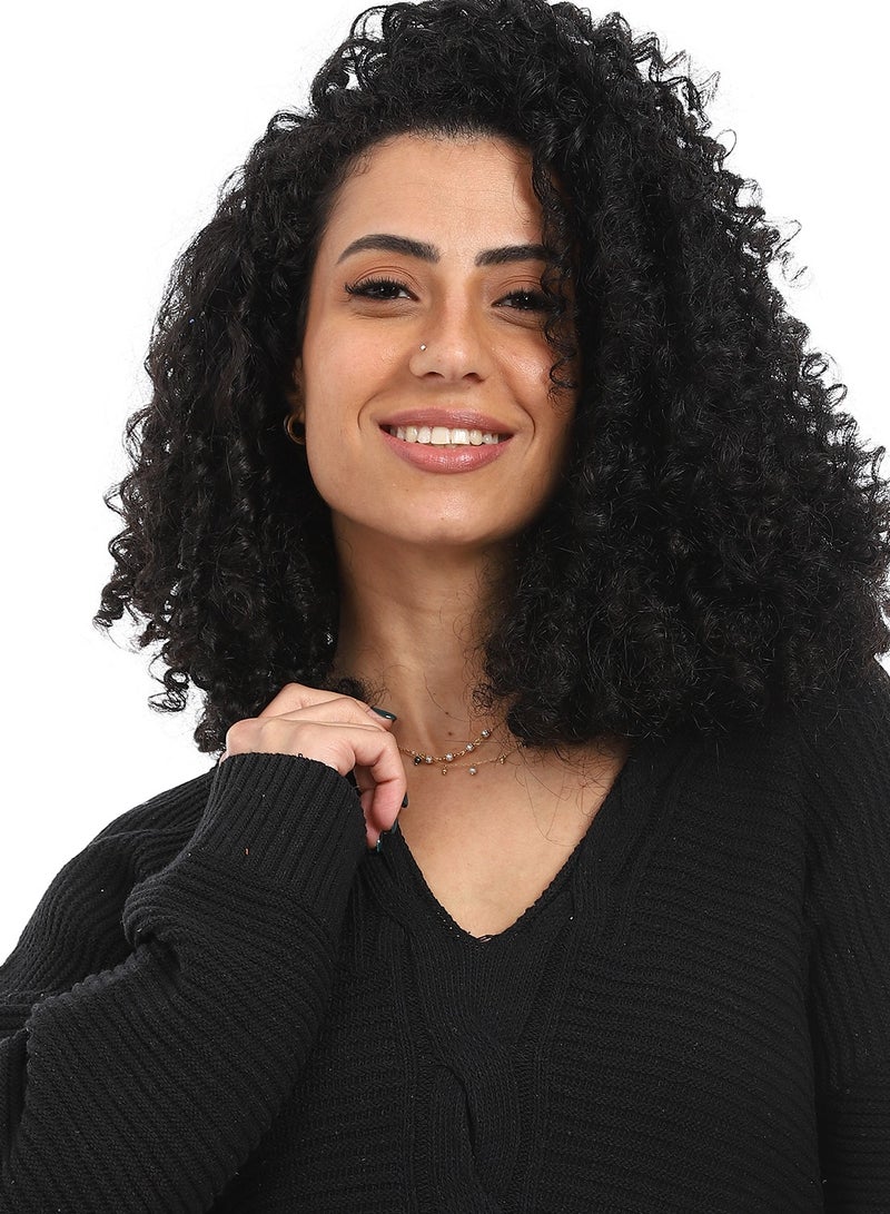 Caesar Women Wool Long Pullover With V Neck - Image 3