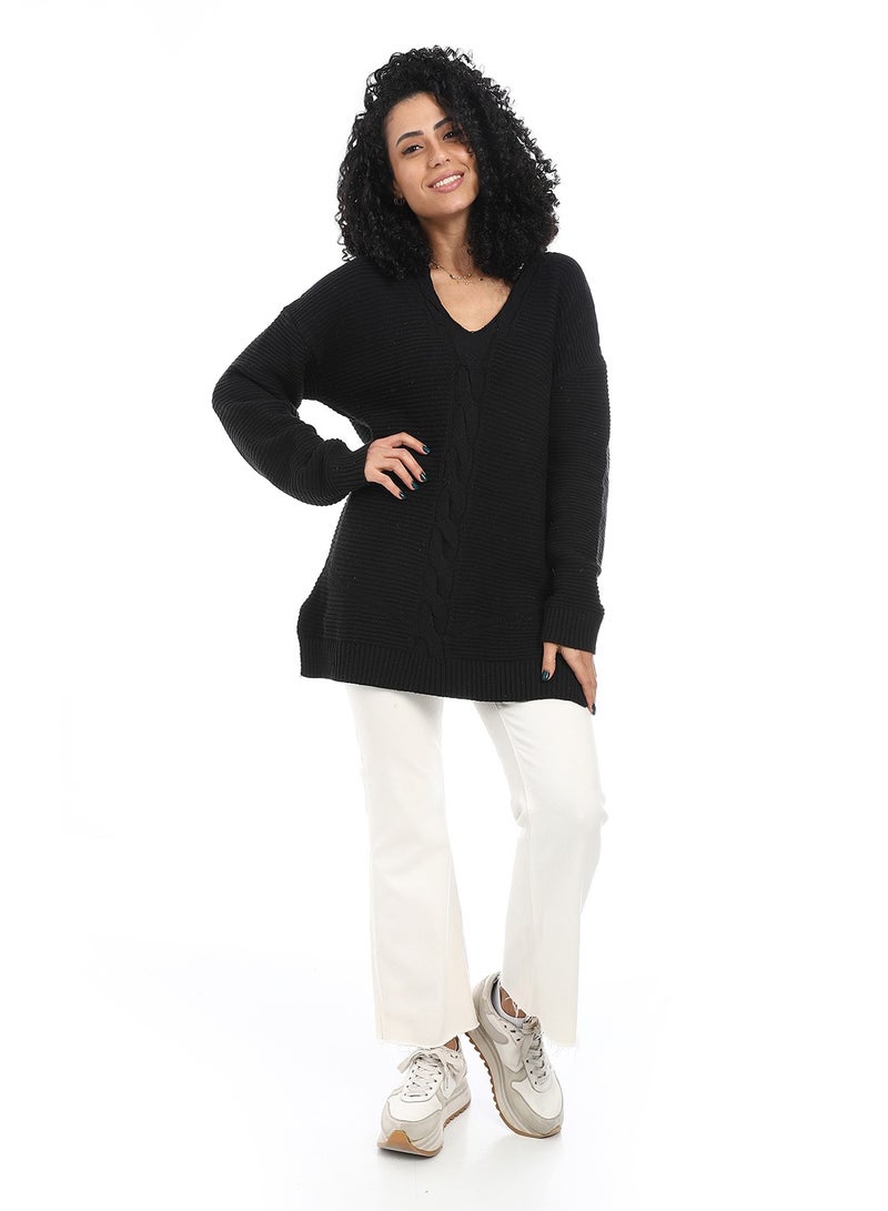 Caesar Women Wool Long Pullover With V Neck - Image 4