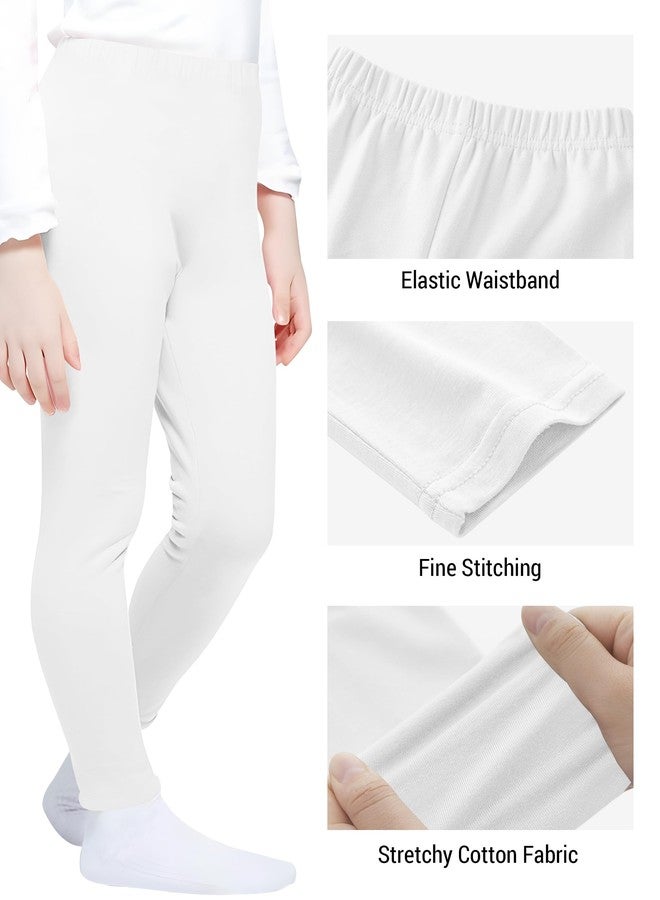 VOGRYE 2 Pack Girls Leggings Thick Cotton Leggings for Kids Full Length Pants Stretchy, White,red, 6 Years - Image 2