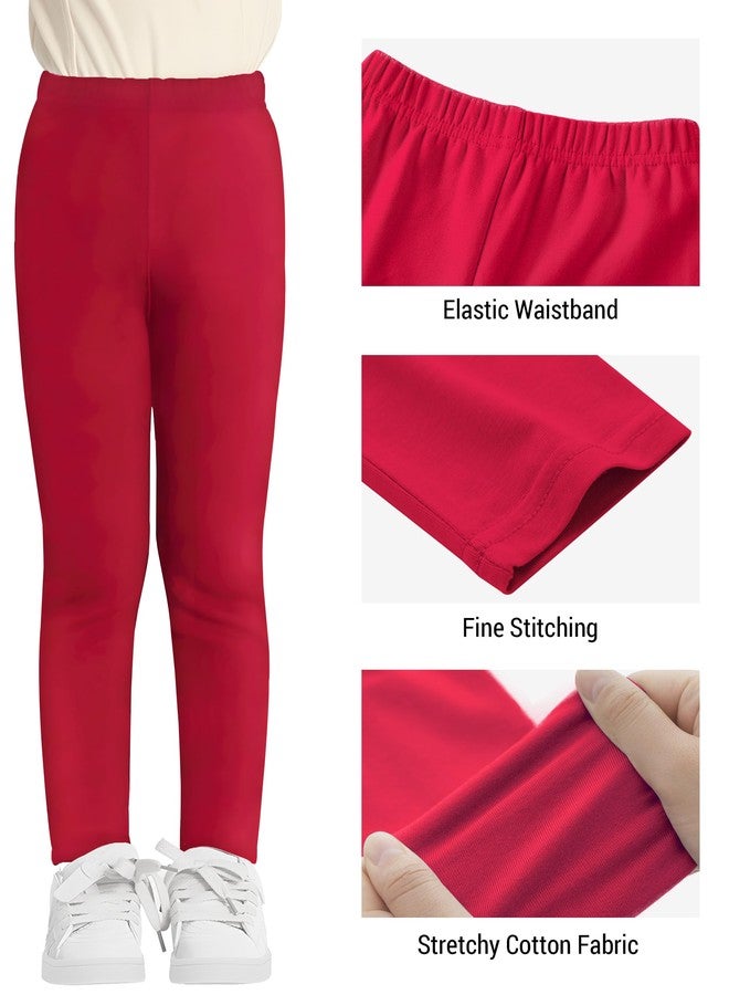 VOGRYE 2 Pack Girls Leggings Thick Cotton Leggings for Kids Full Length Pants Stretchy, White,red, 6 Years - Image 5