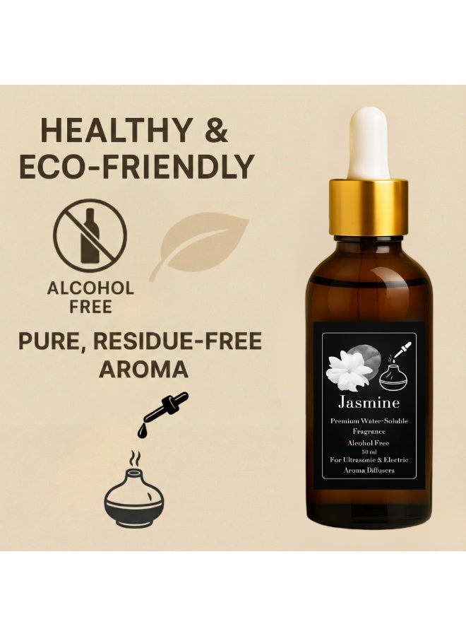 عطر مركز بالياسمين لموزعات البخار الكهربائية والموجات فوق الصوتية (عبوة إعادة تعبئة) 50 مل - خالٍ من الكحول - خالٍ من البقايا - طويل الأمد - آمن للصحة - Image 3