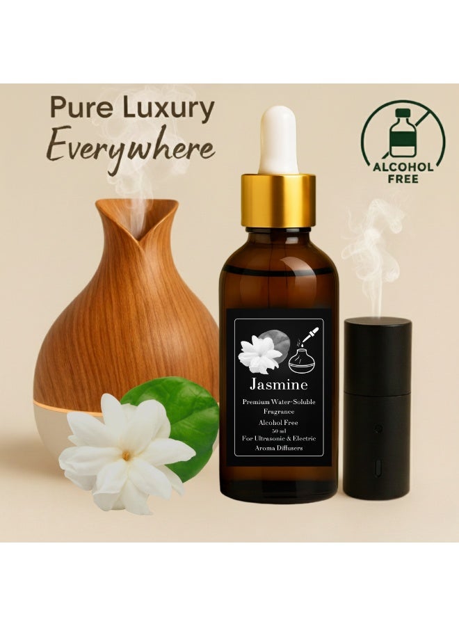 عطر مركز بالياسمين لموزعات البخار الكهربائية والموجات فوق الصوتية (عبوة إعادة تعبئة) 50 مل - خالٍ من الكحول - خالٍ من البقايا - طويل الأمد - آمن للصحة - Image 1