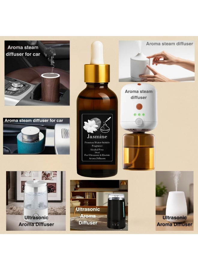 عطر مركز بالياسمين لموزعات البخار الكهربائية والموجات فوق الصوتية (عبوة إعادة تعبئة) 50 مل - خالٍ من الكحول - خالٍ من البقايا - طويل الأمد - آمن للصحة - Image 2