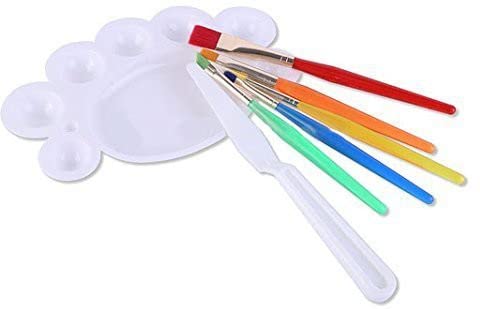MGS Painting Brush Set Synthetic Flat Paint Brush for Oil Acrylic Paintings Painting Art Accessories Multicolored Set of 7 Pcs  - Image 1