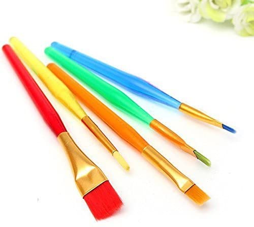 MGS Painting Brush Set Synthetic Flat Paint Brush for Oil Acrylic Paintings Painting Art Accessories Multicolored Set of 7 Pcs  - Image 2