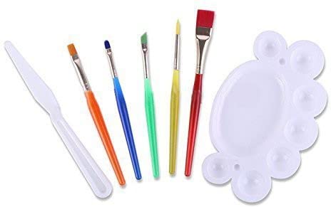 MGS Painting Brush Set Synthetic Flat Paint Brush for Oil Acrylic Paintings Painting Art Accessories Multicolored Set of 7 Pcs  - Image 3