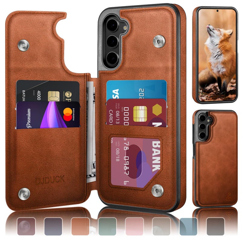 DJDUCK Designed for Samsung Galaxy S23 Plus Case Wallet with Card Holder, [Magnetic Clasp Cover] [RFID Blocking Leather Protection] Shockproof Women Men Cases for Samsung S23 Plus Light Brown - Image 1