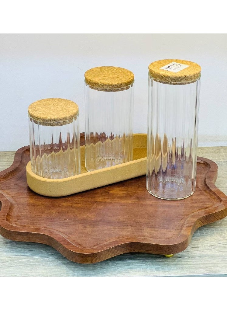 Karaca Glass jar set with wooden lids – 3 different sizes - Image 1