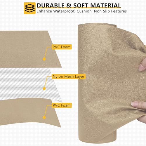 WochiTV Shelf Liner for Cabinets, Drawer Non Adhesive Non Slip Foam Mat for Kitchen, Pantry, Bathroom, Cupboard, Garage, Closet, Shelves, Drawer, Tool Box, Tan 11.8 x 59 inches - Image 4