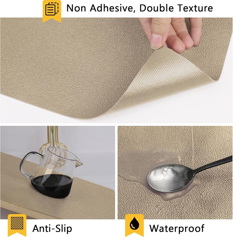 WochiTV Shelf Liner for Cabinets, Drawer Non Adhesive Non Slip Foam Mat for Kitchen, Pantry, Bathroom, Cupboard, Garage, Closet, Shelves, Drawer, Tool Box, Tan 11.8 x 59 inches - Image 2