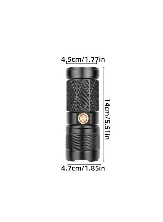 6000mAh Aluminum Alloy LED Flashlight Type C USB Charging Portable Handheld Outdoor Searchlight Model Cb Black - Image 4