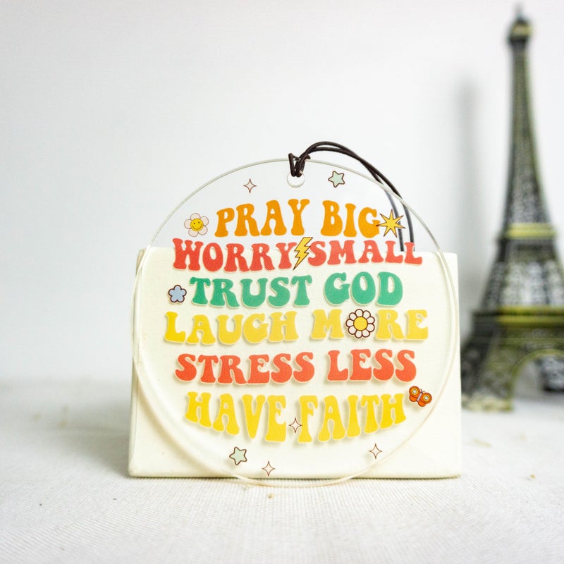 Talataca Christian 2D Flat Car Ornament & Wood Beads  Inspirational Quotes Beaded Rear View Mirror Accessories  Rearview Hanging Charm  Christmas Tree Decor  Religious Gift - Image 5