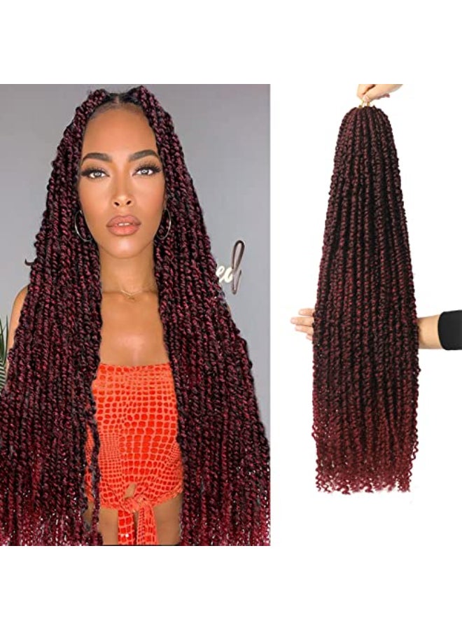 Flagship Long Passion Twist Hair 36 Inch 7Packs Red Ombre Burgundy Pretwisted Passion Twists Crochet Hair Prelooped Crochet Hair for Black Women - Image 1
