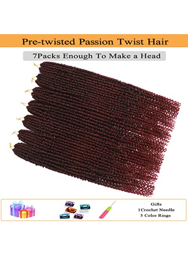 Flagship Long Passion Twist Hair 36 Inch 7Packs Red Ombre Burgundy Pretwisted Passion Twists Crochet Hair Prelooped Crochet Hair for Black Women - Image 3