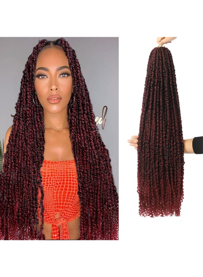 Flagship Long Passion Twist Hair 36 Inch 7Packs Red Ombre Burgundy Pretwisted Passion Twists Crochet Hair Prelooped Crochet Hair for Black Women - Image 2