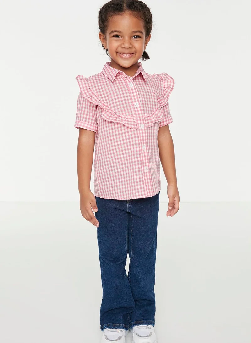 trendyol Kids Checked Ruffle Shirt