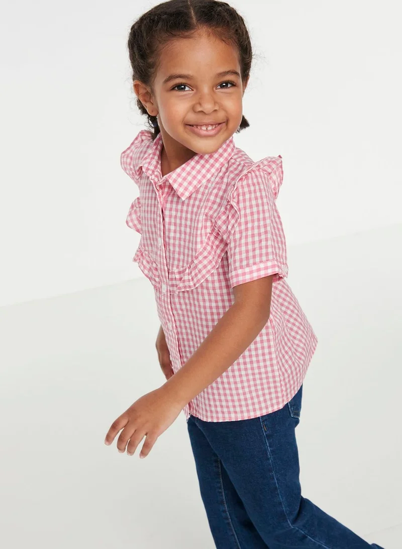 trendyol Kids Checked Ruffle Shirt