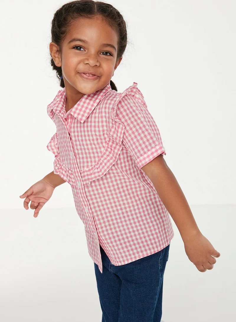 trendyol Kids Checked Ruffle Shirt