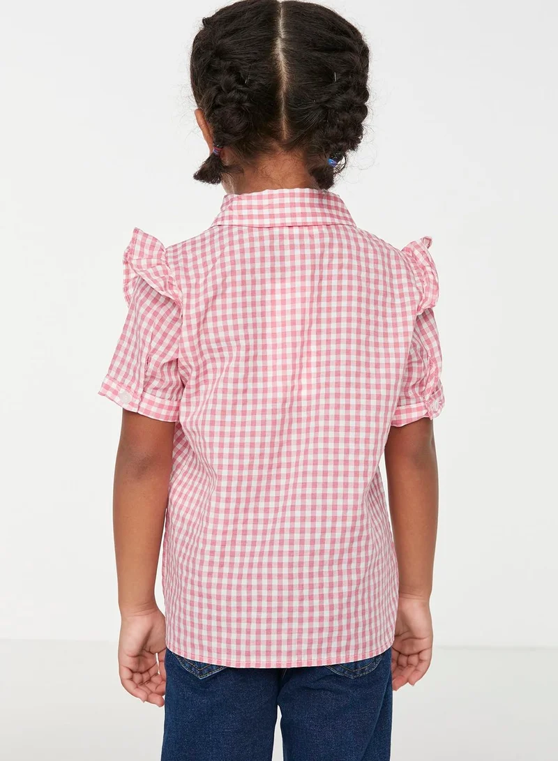 trendyol Kids Checked Ruffle Shirt
