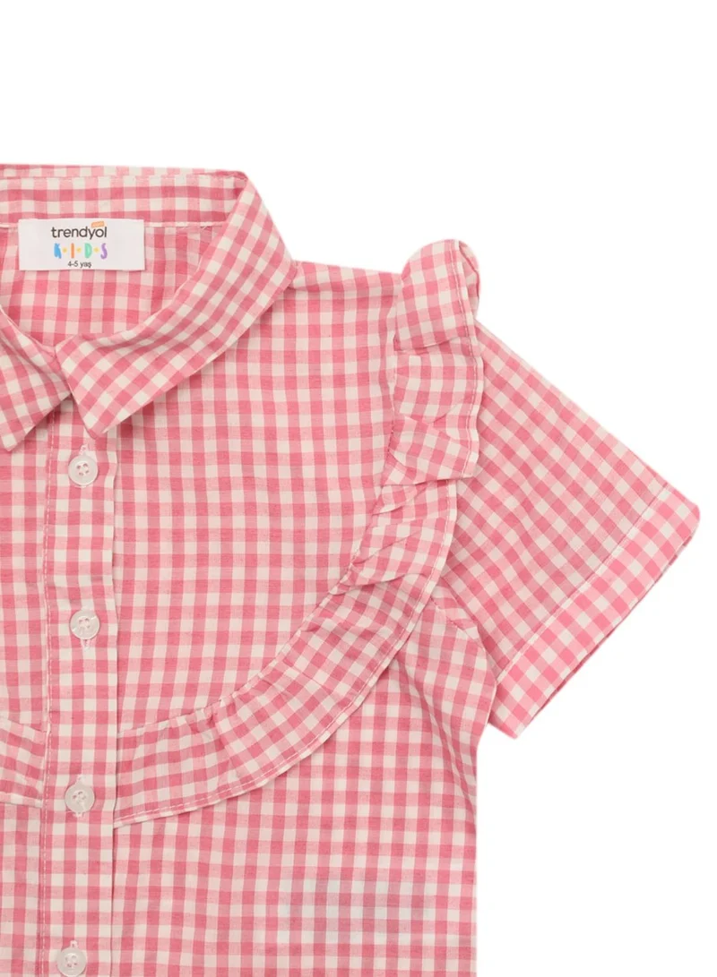 trendyol Kids Checked Ruffle Shirt