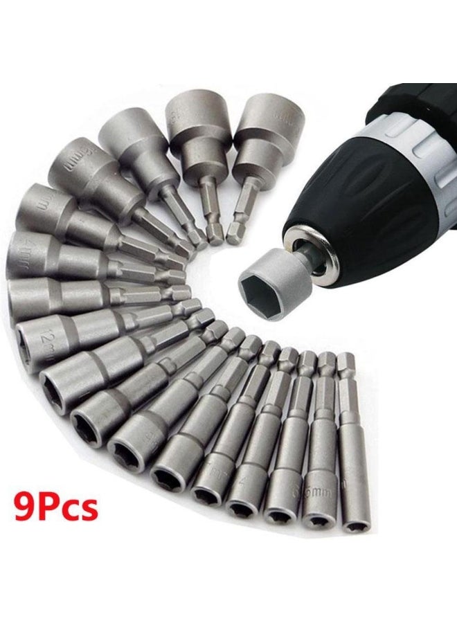 9pcs/set 5mm-13mm Hex Sockets Sleeve Nozzles Nut Driver Set Screwdriver Set Schroevendraaier Set Bits Sets Tools Socket Wrenches 