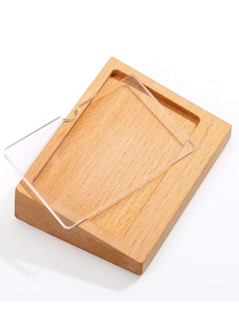 Eckek 2 Pack Acrylic Label Holder Price Tag Displays Sign Holder Data Card Holder Wood Base Table Top Sign Stand - Image 5