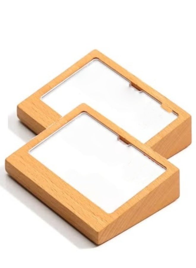 Eckek 2 Pack Acrylic Label Holder Price Tag Displays Sign Holder Data Card Holder Wood Base Table Top Sign Stand - Image 2