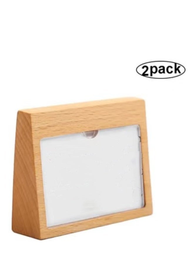 Eckek 2 Pack Acrylic Label Holder Price Tag Displays Sign Holder Data Card Holder Wood Base Table Top Sign Stand - Image 3