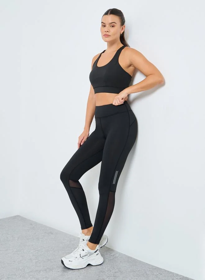 ستايلي اكتيف ليقنز سادة بتداخلات شبكية