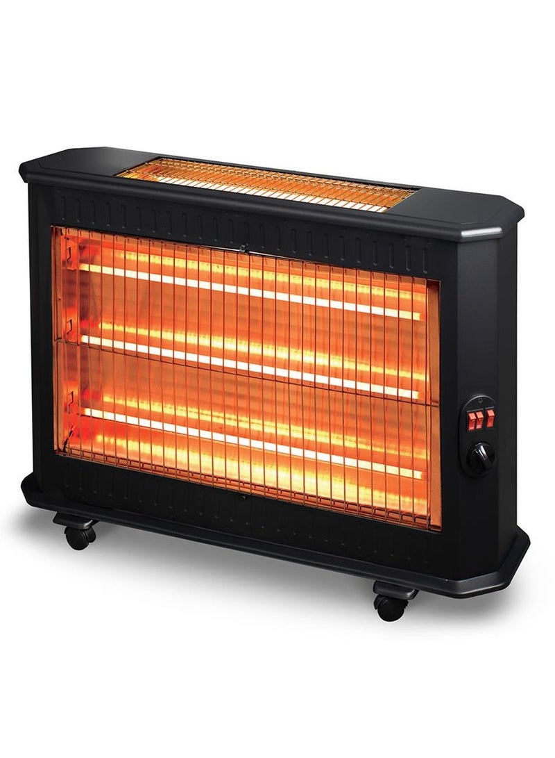 Kumtel Room Heater, 2800 W Total Power, 220~240 Volt, Adjustable Thermostat, 5 Quartz Heating Element (3 at the front, 2 on top), Operates on 4 Different Power Levels, Rollover Safety, Outdoor Heating Area: 24 m², Indoor Heating Area: 34 m²
