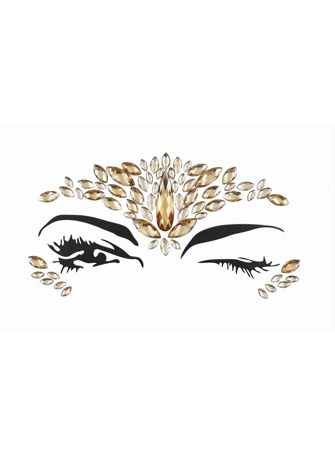 TOPAZ face jewels for makeup Festival Wedding Face Gems Temporary Tattoos mermaid halloween Bindi Fusion Headpiece Body Jewellery bindi face jewel(Topaz gold/SR16) - Image 1